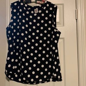 Anne Klein Sleeveless polka Dotted Top XL